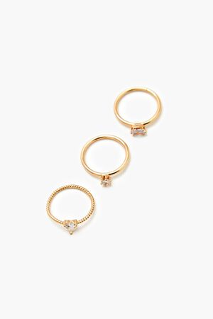 GOLD/CLEAR Faux Gem Ring Set, image 2