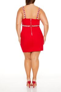 BLACK Plus Size Faux Gem Mini Dress, image 4