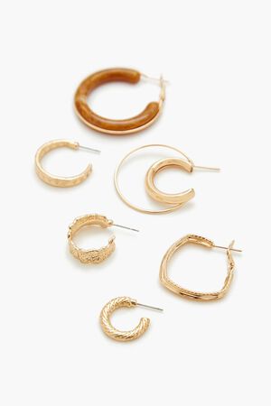 GOLD Faux Stone Hoop Earring Set, image 2