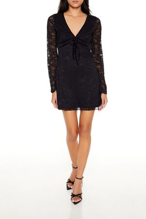 MERLOT Lace Bow Mini Dress, image 1