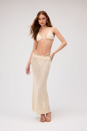 CREAM Crochet Lace-Up Maxi Skirt, image 1