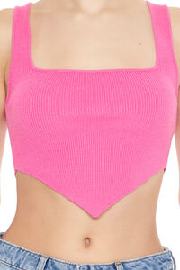 PINK Ribbed Sweater-Knit Crop Top, image 3