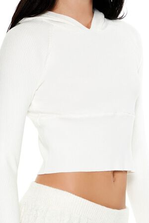 WHITE Hooded Raglan Sweater, image 3
