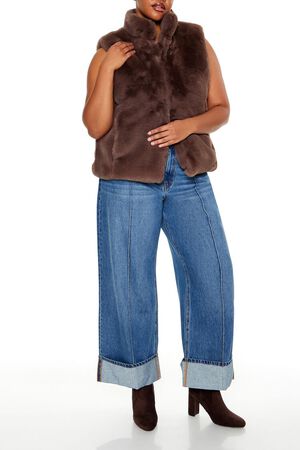 ESPRESSO Plus Size Faux Fur Vest, image 2
