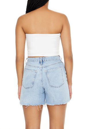 WHITE Poplin Cropped Tube Top, image 3