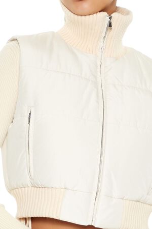 CREAM Quilted Cropped Puffer Vest, image 3