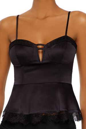 IVORY Satin Sweetheart Flounce Cami, image 3