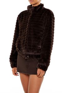 WALNUT Quilted Faux Fur Bomber Jacket, image 4
