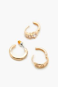 GOLD/CLEAR Rhinestone Huggie Hoop Set, image 3