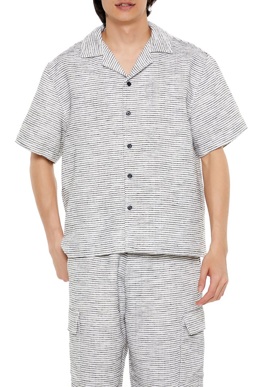 CREAM/MULTI Cropped Striped Shirt, image 1