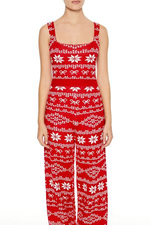 RED/MULTI Fair Isle Sweater-Knit Jumpsuit, image 2