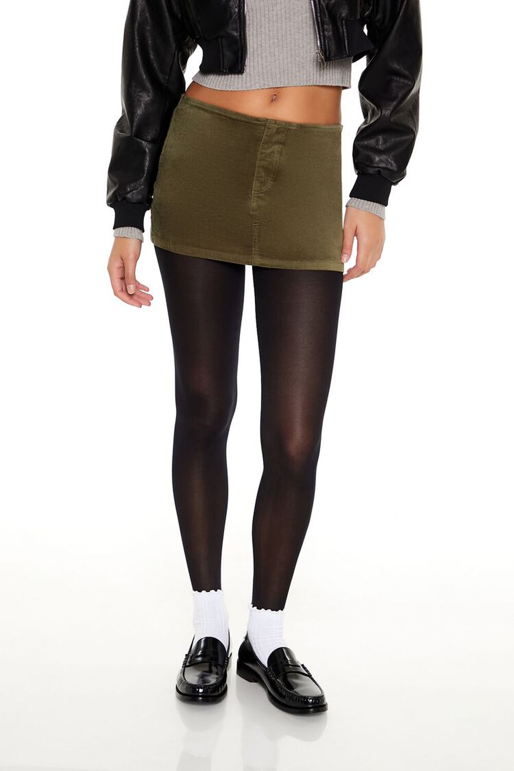 OLIVINE  Velvet Mini Skirt, image 2