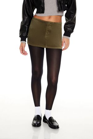 OLIVINE  Velvet Mini Skirt, image 2