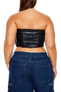 BLACK Plus Size Faux Leather Tube Top, image 5