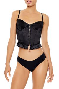 BLACK Satin Lingerie Corset Cami, image 1