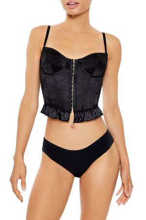 BLACK Satin Lingerie Corset Cami, image 1
