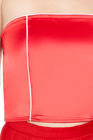 RED Satin Tube Crop Top, image 3