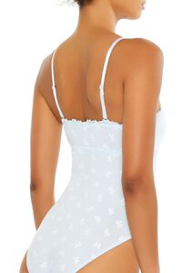 BLUE/MULTI Ribbon Lace-Trim Lingerie Bodysuit, image 5