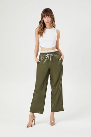 OLIVE Faux Leather Drawstring Pants, image 1