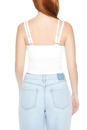 WHITE Sweater-Knit Cropped Cami, image 3