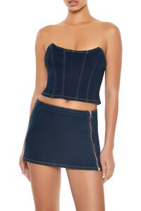DARK DENIM Denim Cropped Tube Top, image 6