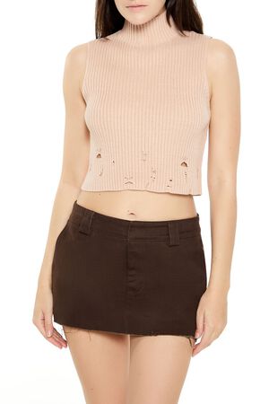 ALMOND Distressed Turtleneck Sweater Vest, image 1