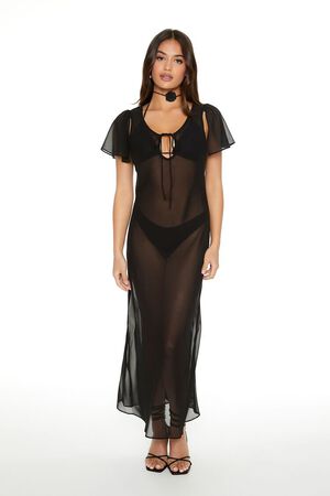 WHITE Sheer Chiffon Maxi Dress, image 1