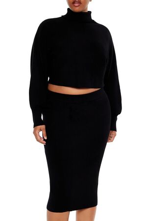 HEATHER GREY Plus Size Sweater-Knit Top & Skirt Set, image 2