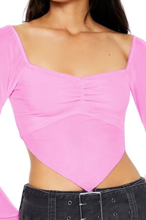 PINK Mesh Long-Sleeve Crop Top, image 3
