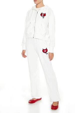 WHITE/MULTI Embroidered Devil Heart Sweatpants, image 3