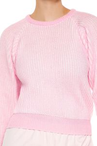 SEASHELL PINK/WHITE Striped Ribbed Knit Sweater, image 3