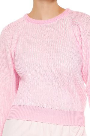 SEASHELL PINK/WHITE Striped Ribbed Knit Sweater, image 3