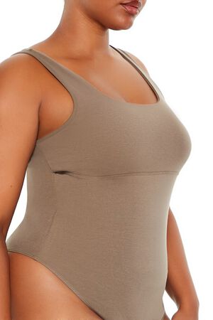 ASH BROWN Plus Size Square-Neck Thong Bodysuit, image 3
