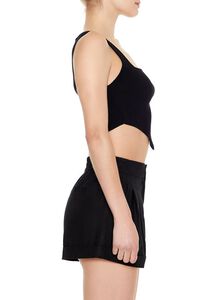 BLACK Ribbed Sweater-Knit Crop Top, image 5