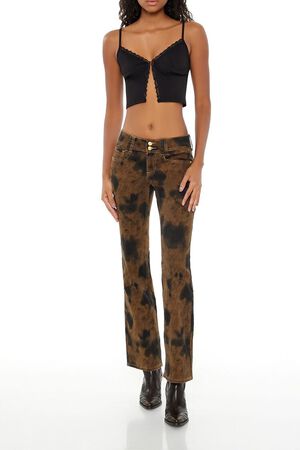 BROWN/BLACK Bleach Dye Bootcut Pants, image 2