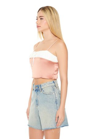 LAVENDER/WHITE Cropped Satin Colorblock Cami, image 2
