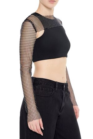BLACK Rhinestone Fishnet Shrug, image 2
