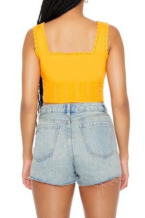ORANGE Lace-Trim Corset Crop Top, image 3
