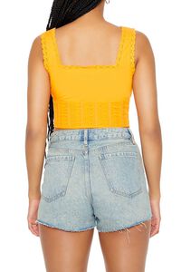 ORANGE Lace-Trim Corset Crop Top, image 3