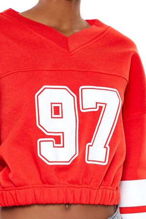 RED/MULTI Fleece 97 Cropped Pullover, image 3