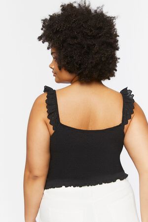 BLACK Plus Size Smocked Tank Top, image 3