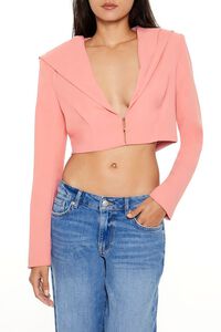 PINK Plunging Hooded Cropped Blazer, image 1
