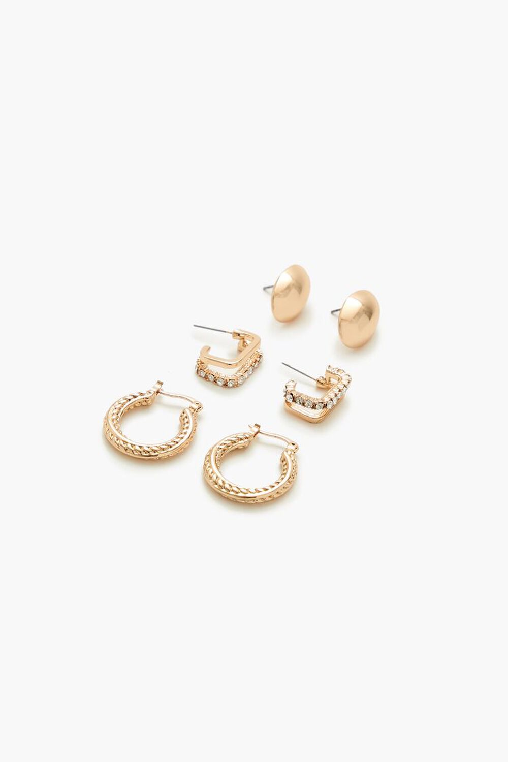 GOLD Rhinestone Stud & Hoop Earring Set, image 2