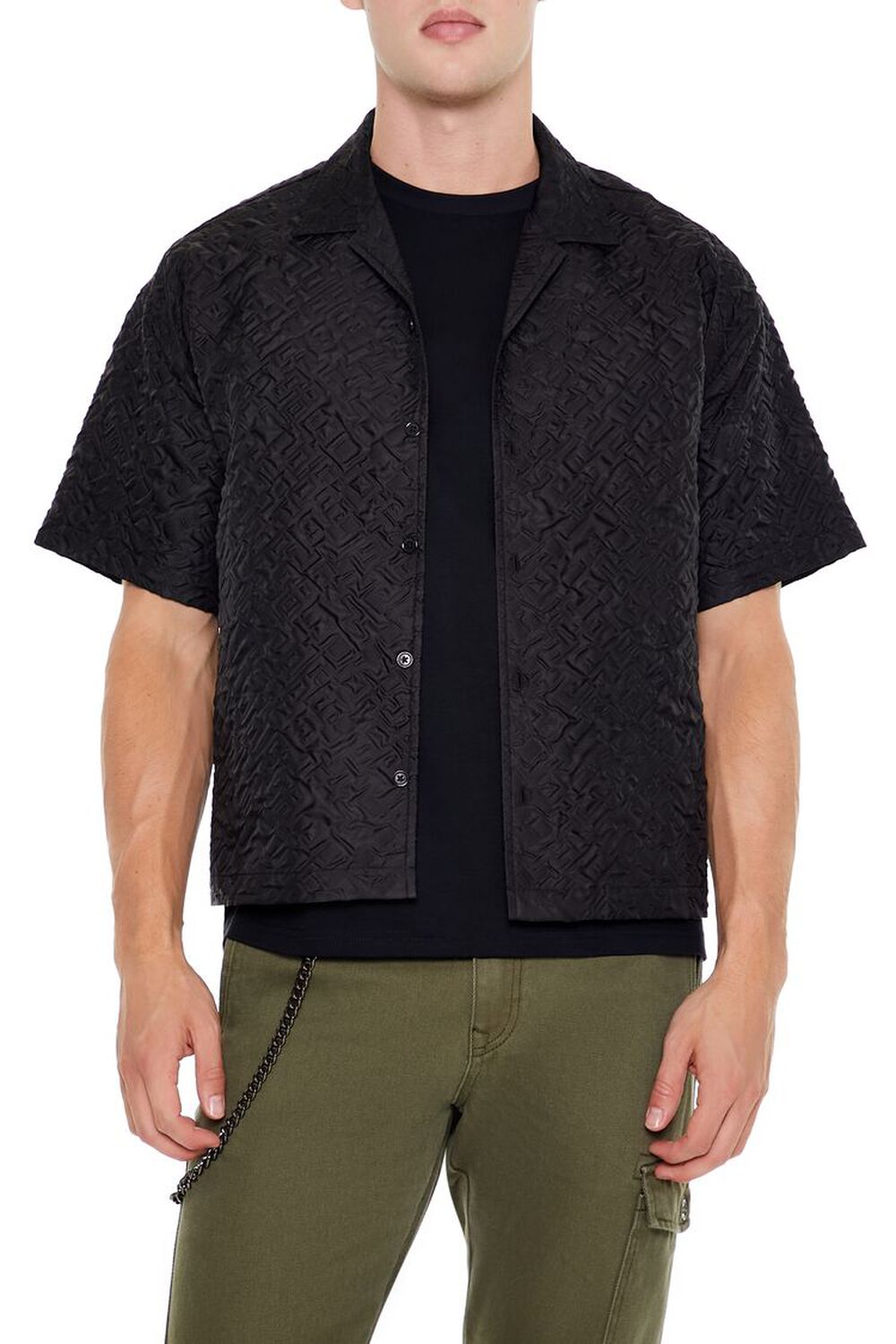BLACK Oversized Textured Shirt, image 1