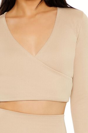 DARK NAVY Active Seamless Surplice Crop Top, image 3