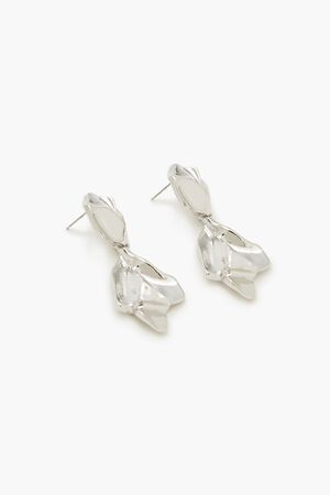 SILVER Hammered Abstract Drop Earrings, image 2