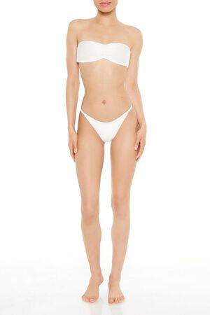 WHITE High-Leg Bikini Bottoms, image 1