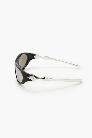 BLACK/SILVER Oval Frame Sunglasses, image 3