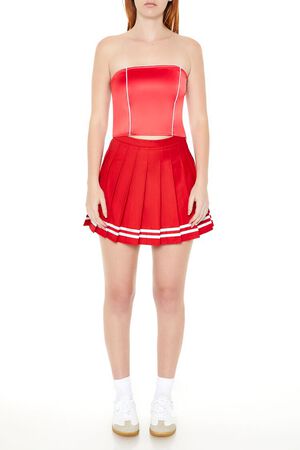 RED Satin Tube Crop Top, image 2