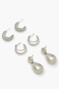 SILVER Hoop & Teardrop Drop Earring Set, image 2